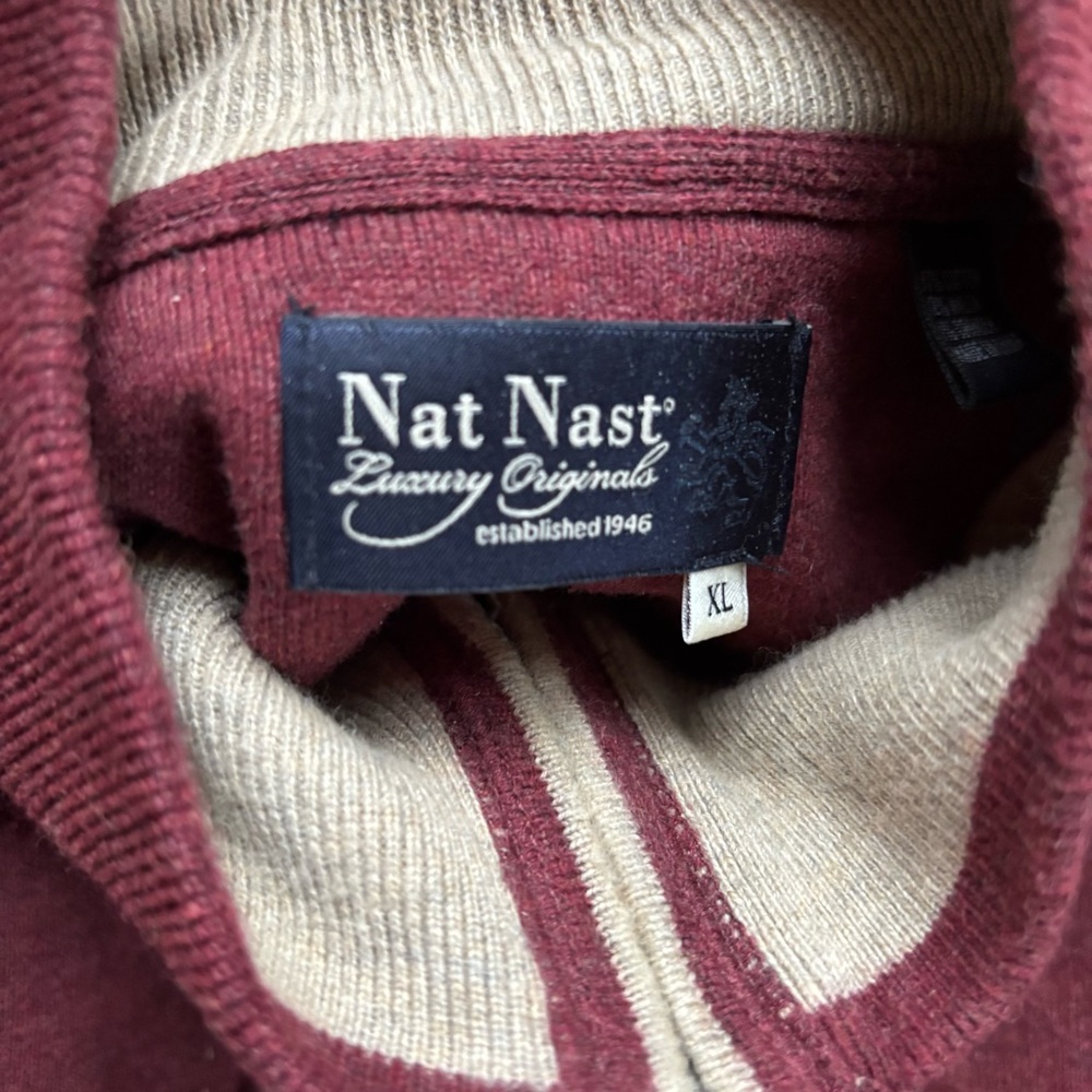Nat Nast Quarter Zip Burgundy Sweater XL Cotton Blend Classic Casual Preppy - Picture 8 of 10
